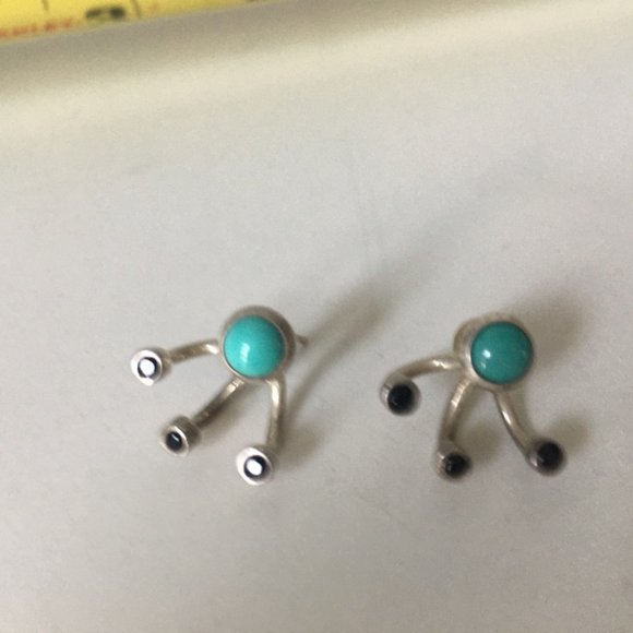 Pamela Love ear jackets with onyx and turquoise - Picture 1 of 6